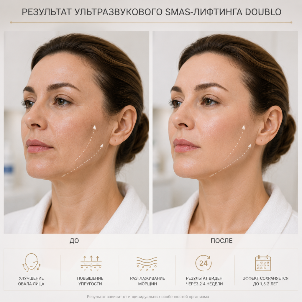 Результат ультразвукового СМАС-лифтинга Дабло